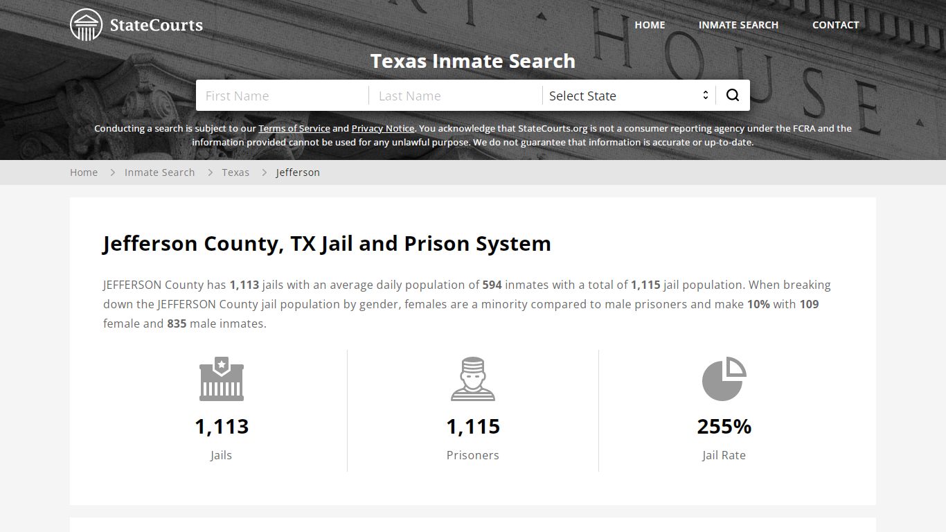 Jefferson County, TX Inmate Search - StateCourts