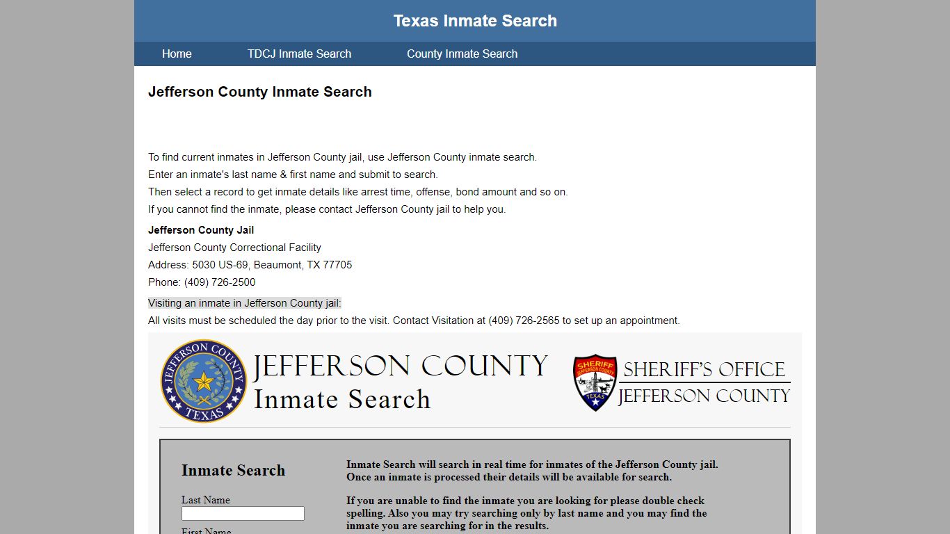 Jefferson County Jail Inmate Search